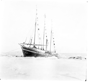 Image: Vessel with sails slack for drying